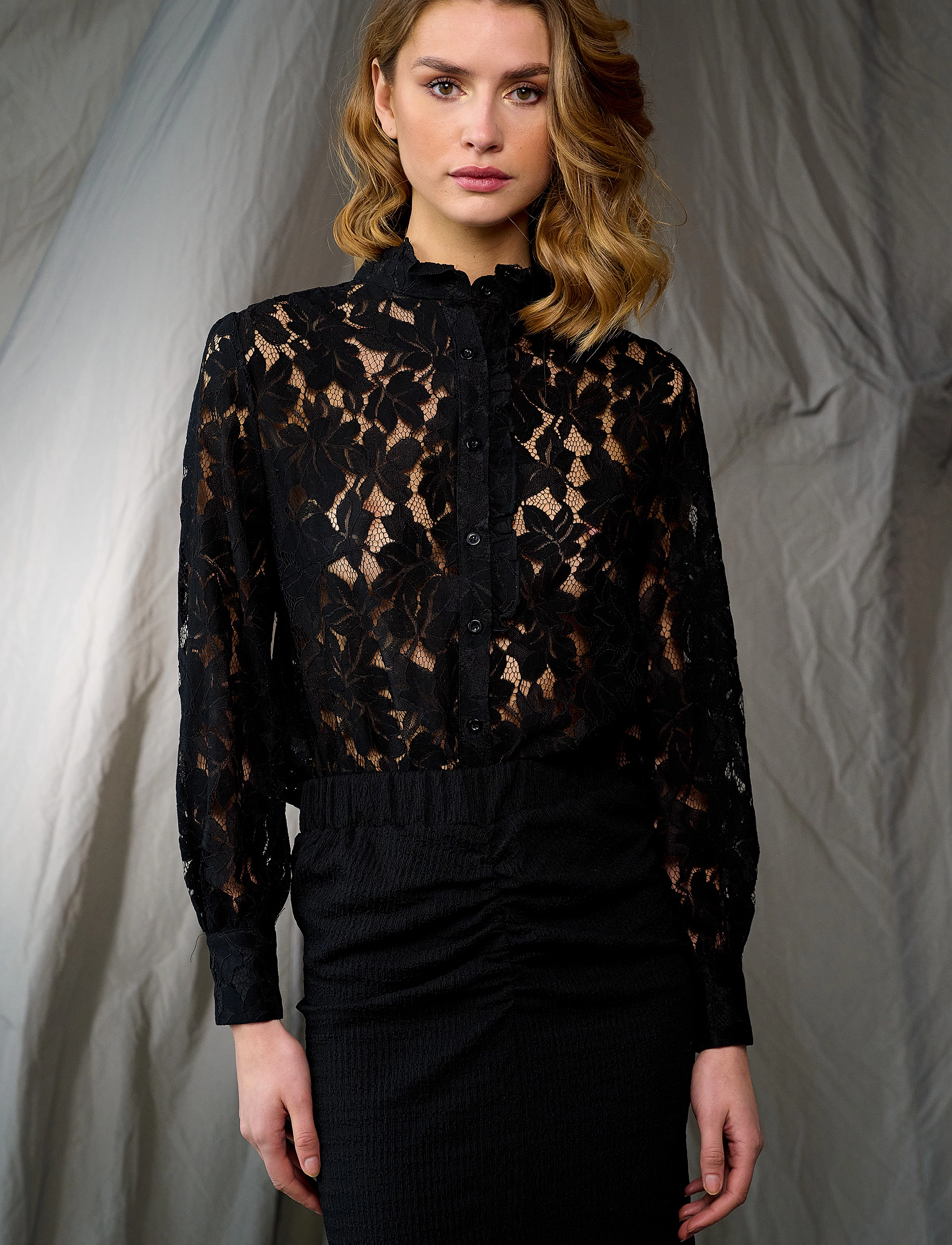 Noella - Pixi Shirt Lace - black - 2