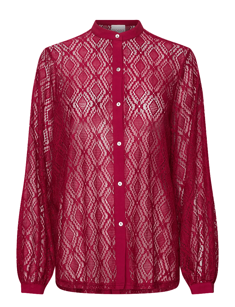 Noella - Texas Lace Shirt - langärmlige hemden - red - 0