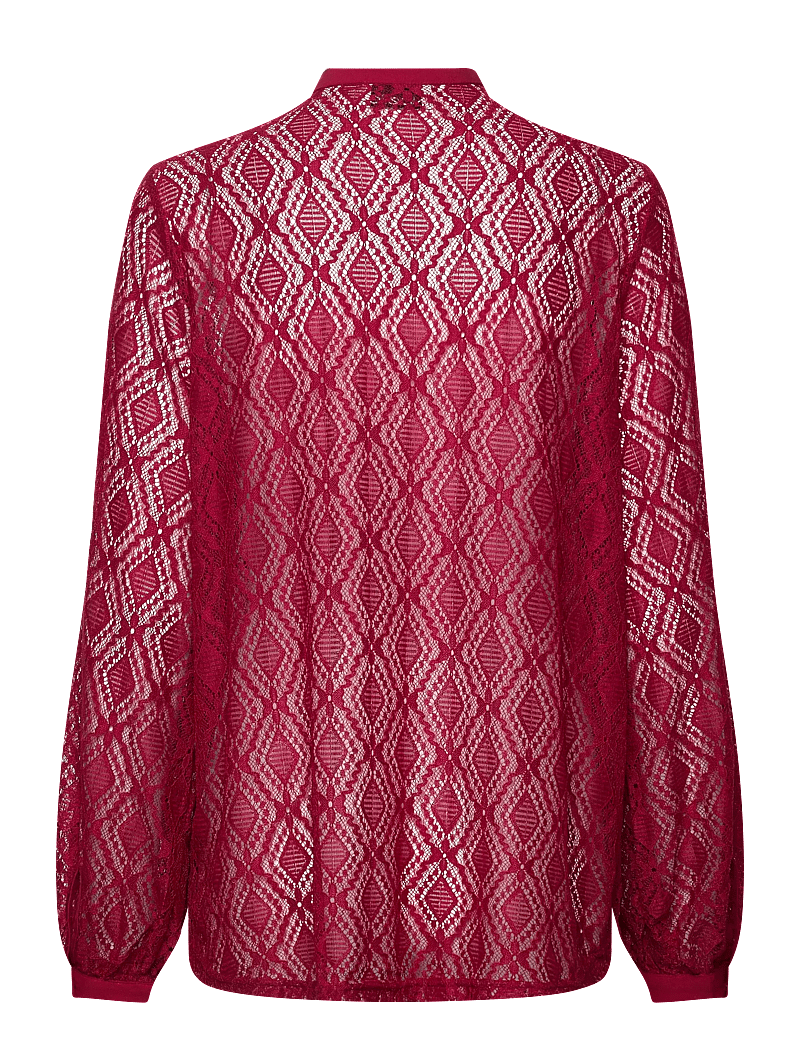 Noella - Texas Lace Shirt - langärmlige hemden - red - 1