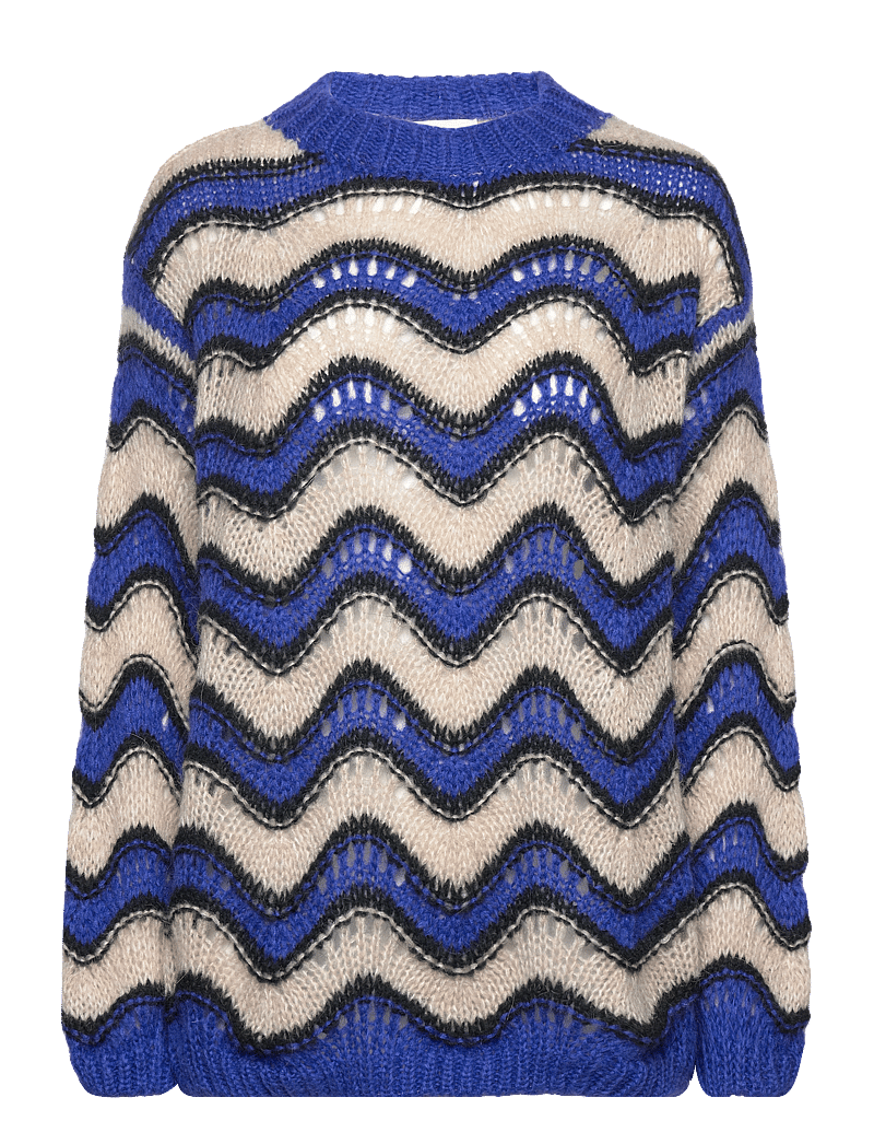 Noella - Panama Knit Sweater - electric blue/sand/black mix - 1