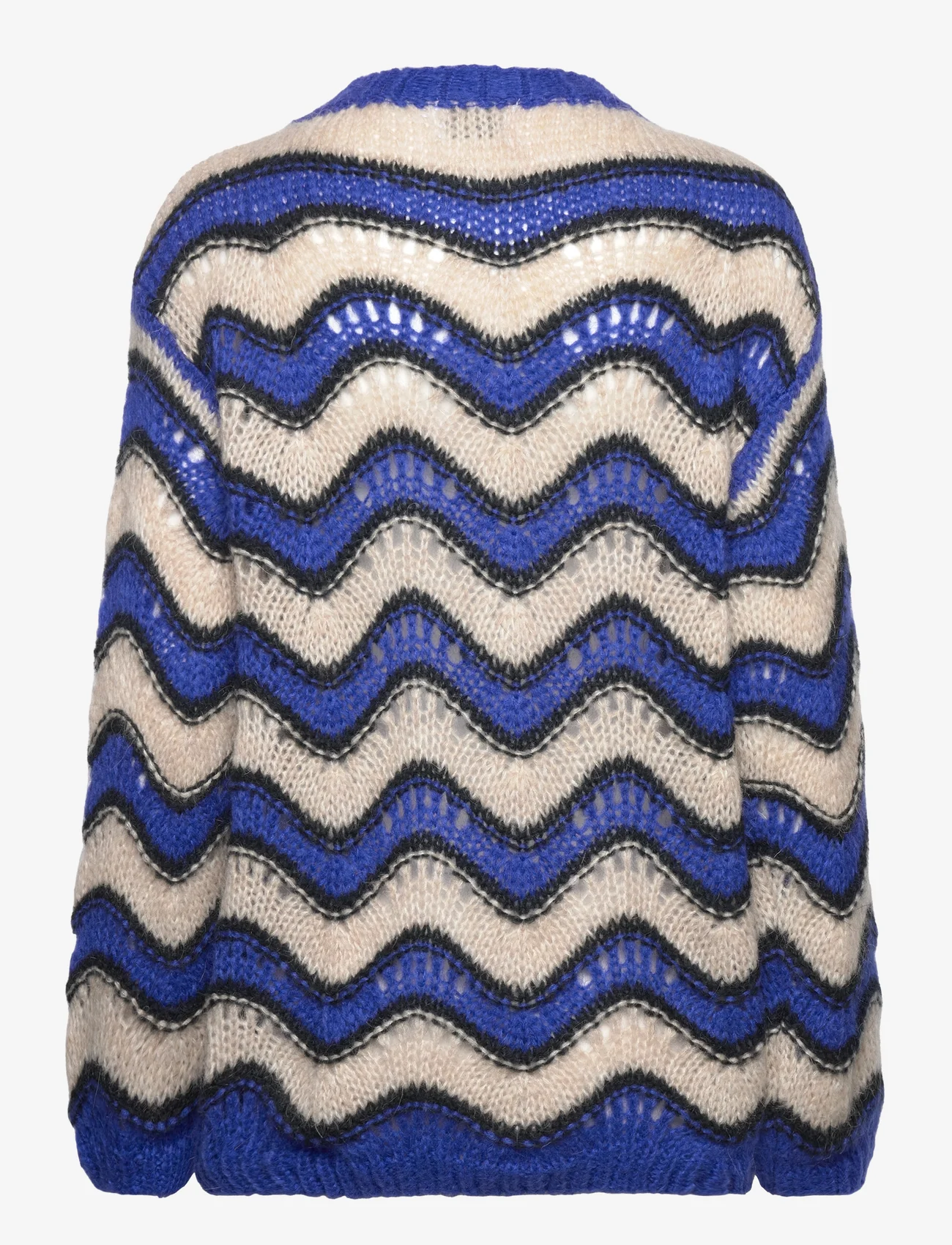 Noella - Panama Knit Sweater - jumpers - electric blue/sand/black mix - 1