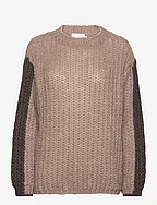 Noel Knit Sweater - CAMEL/DARK BROWN