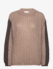 Noella - Noel Knit Sweater - džemperiai - camel/dark brown - 0