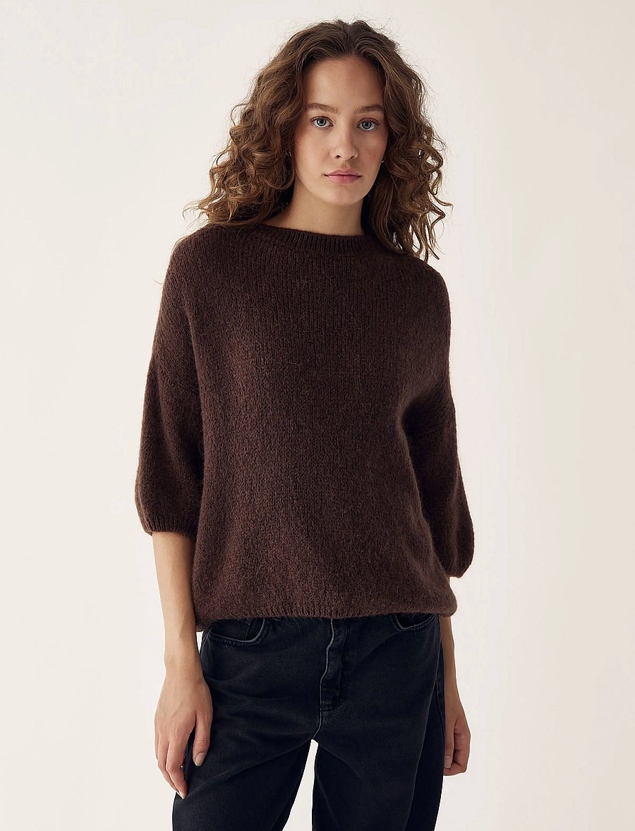 Noella - Mimi Knit Jumper - striktrøjer - dark brown - 0