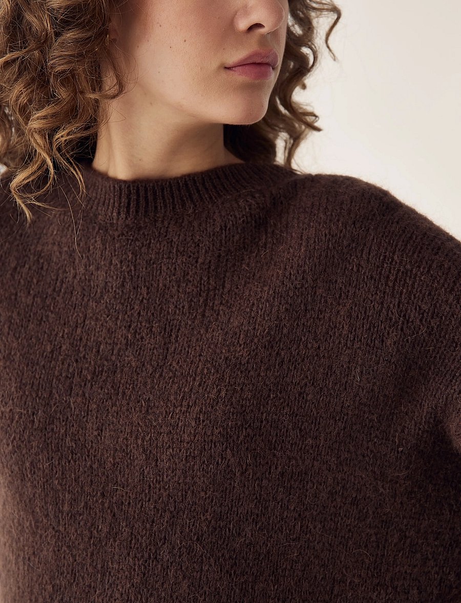 Noella - Mimi Knit Jumper - striktrøjer - dark brown - 4