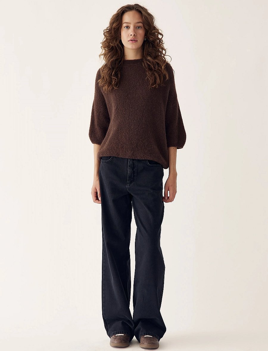 Noella - Mimi Knit Jumper - striktrøjer - dark brown - 5