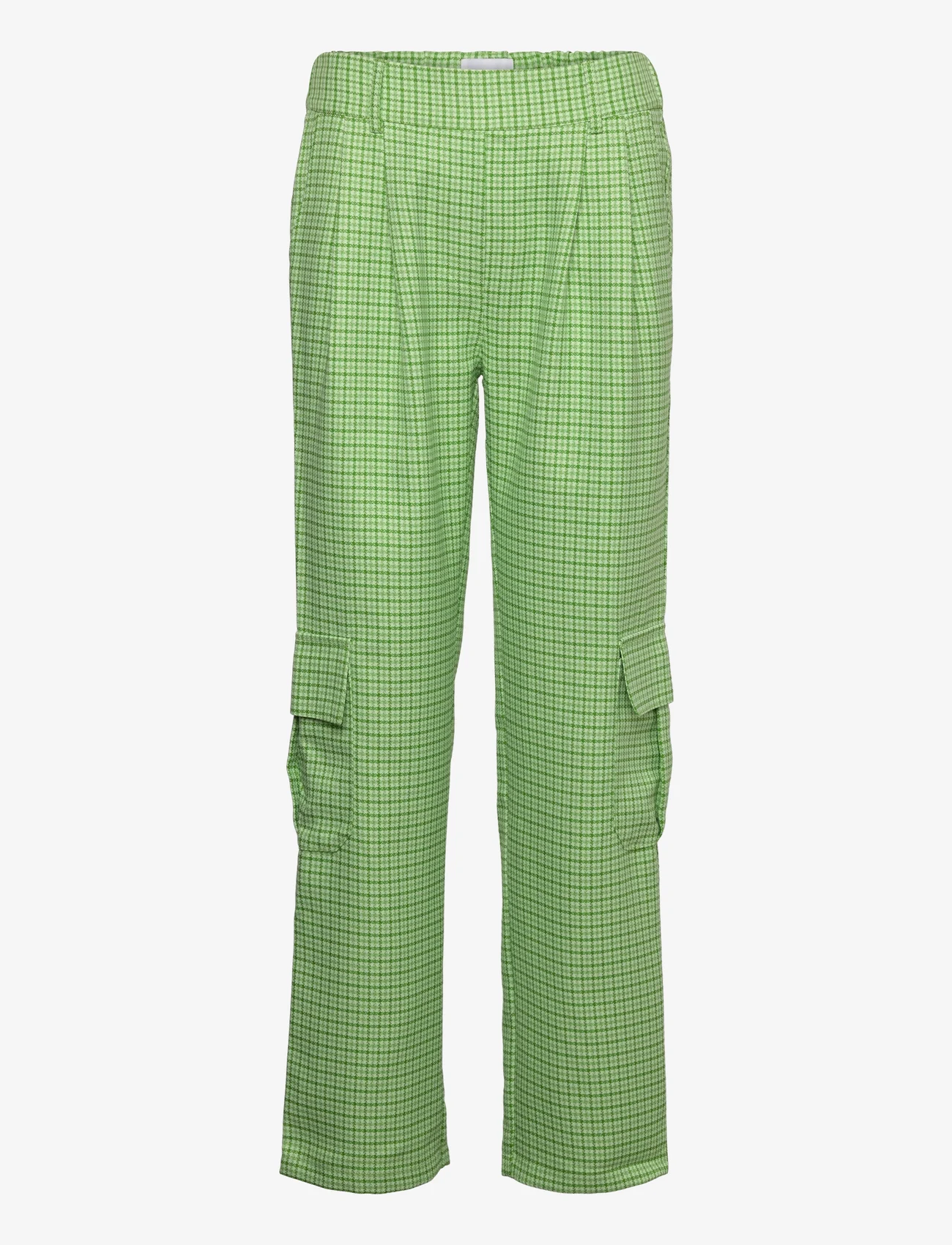 Noella - Mille Pants - straight leg trousers - lime green check - 0