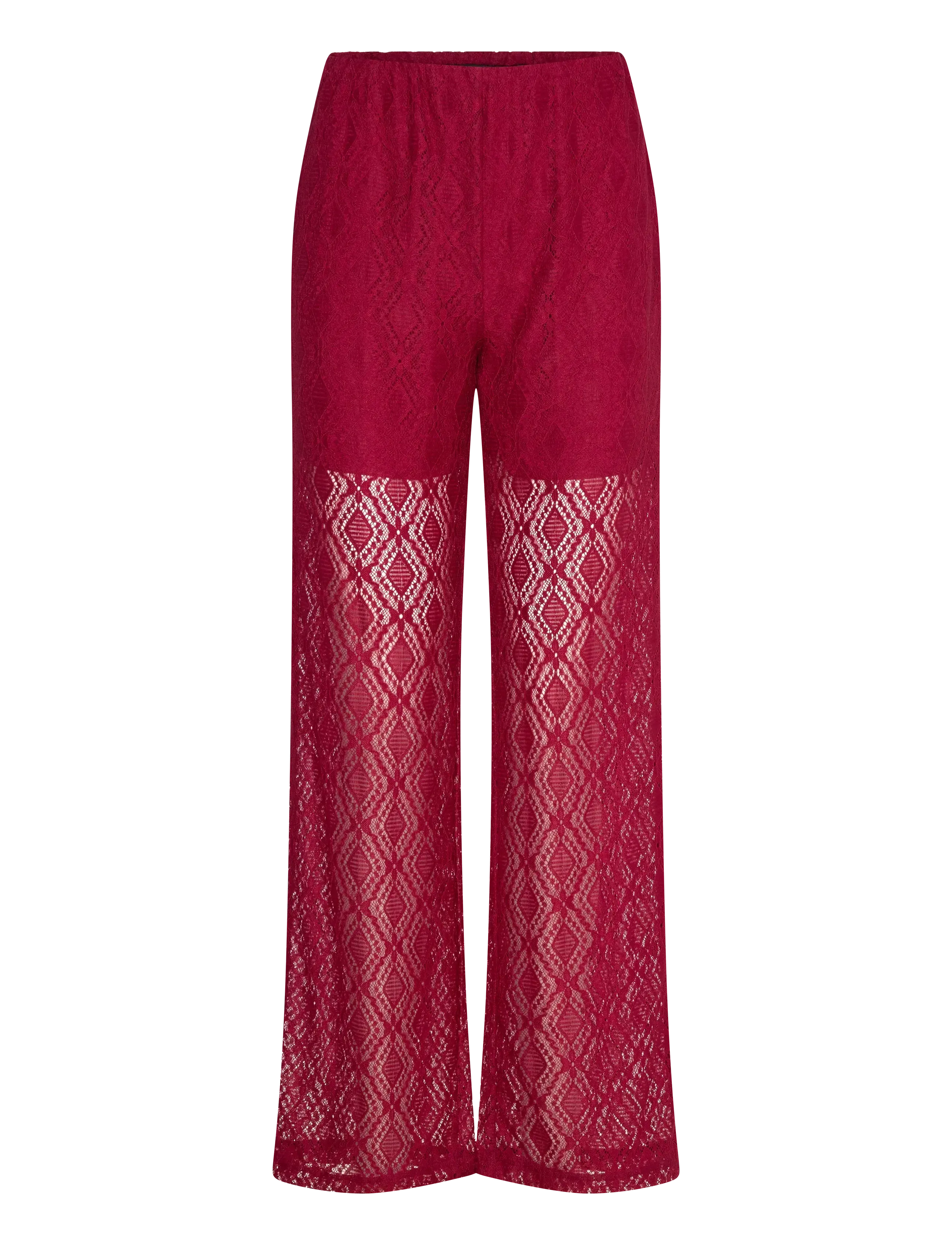 Noella Texas Lace Pants - Bukser - RED / burgundy