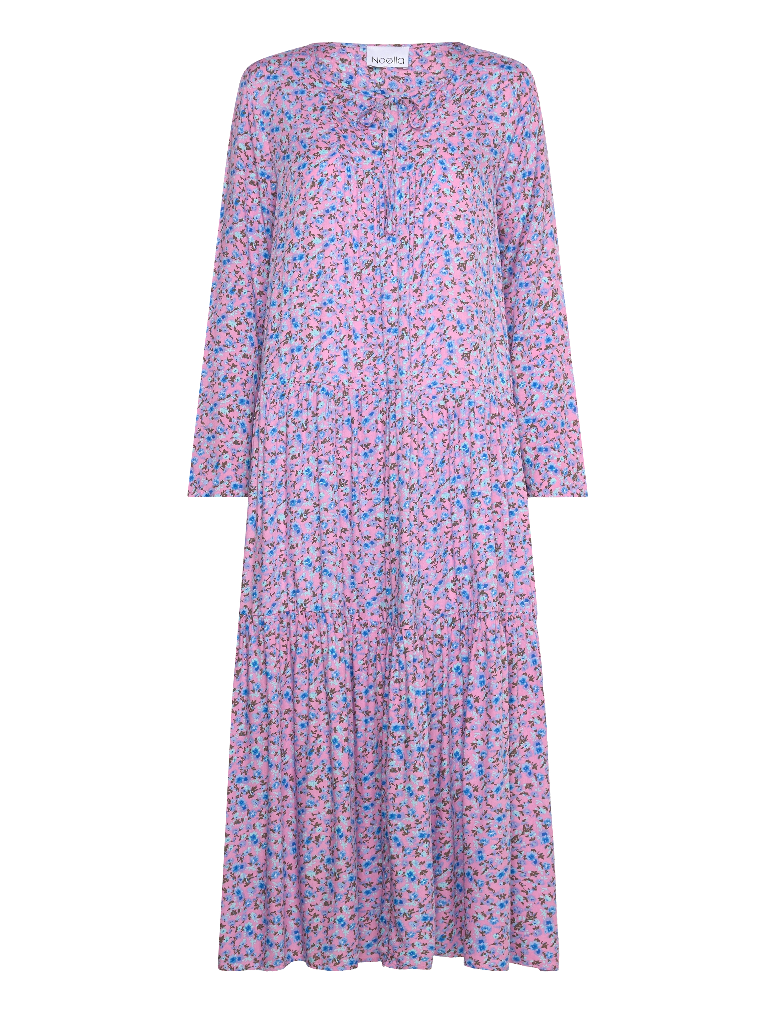 Imogen Long Dress - PINK/BLUE FLOWER