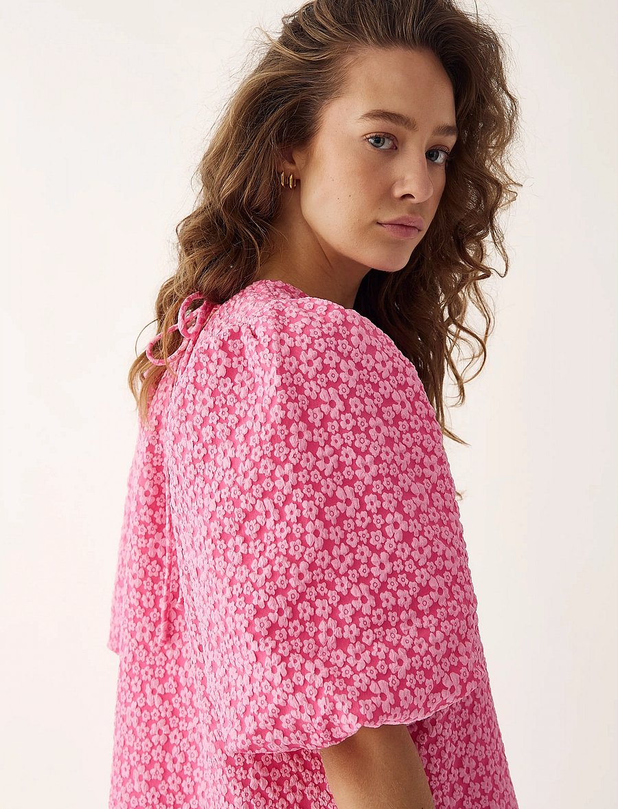 Noella - Reno Pastis Long Dress - konfirmation - bright pink - 3