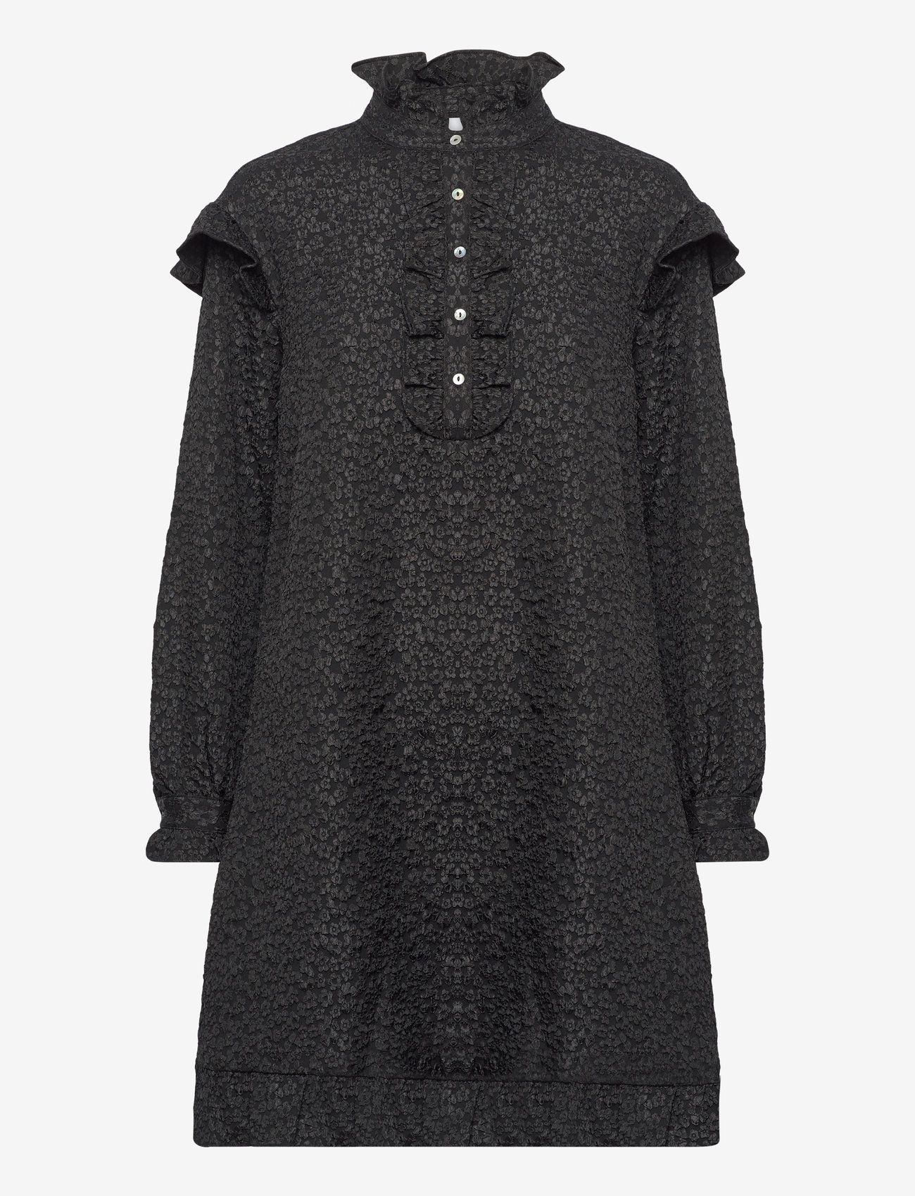 Noella - Reno Ruby Ruffle Dress - skjortekjoler - black - 0