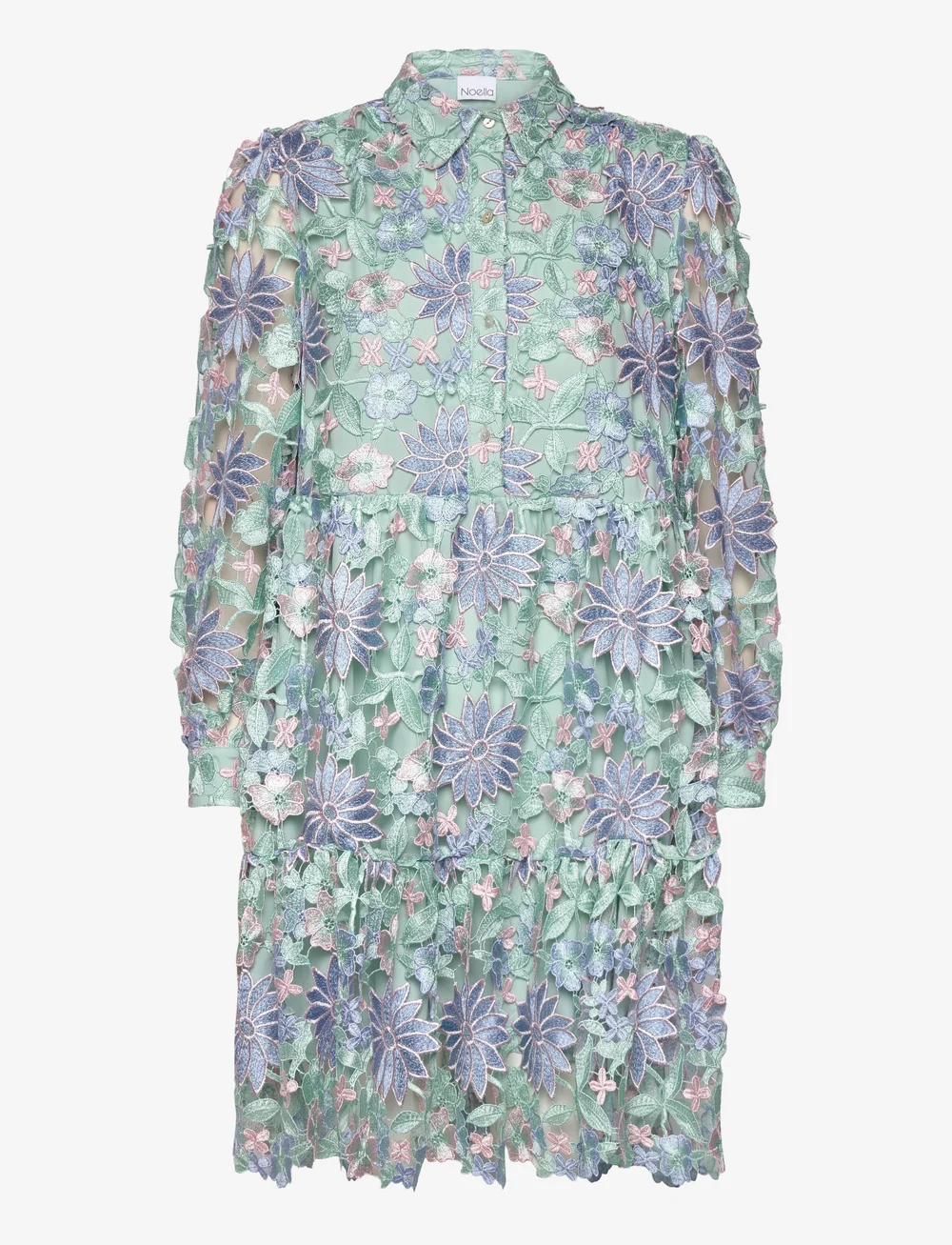 Noella - Star LS Dress - skjortklänningar - blue mix - 1