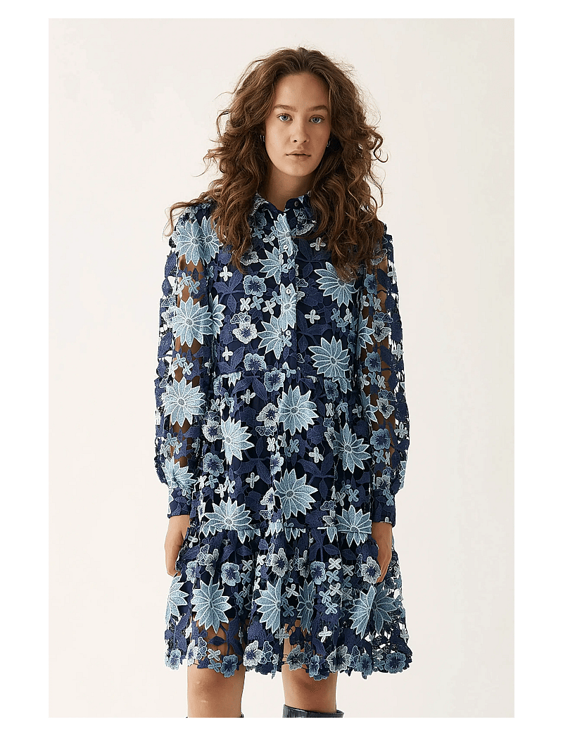 Noella - Star LS Dress - hemdkleider - dark blue mix - 0