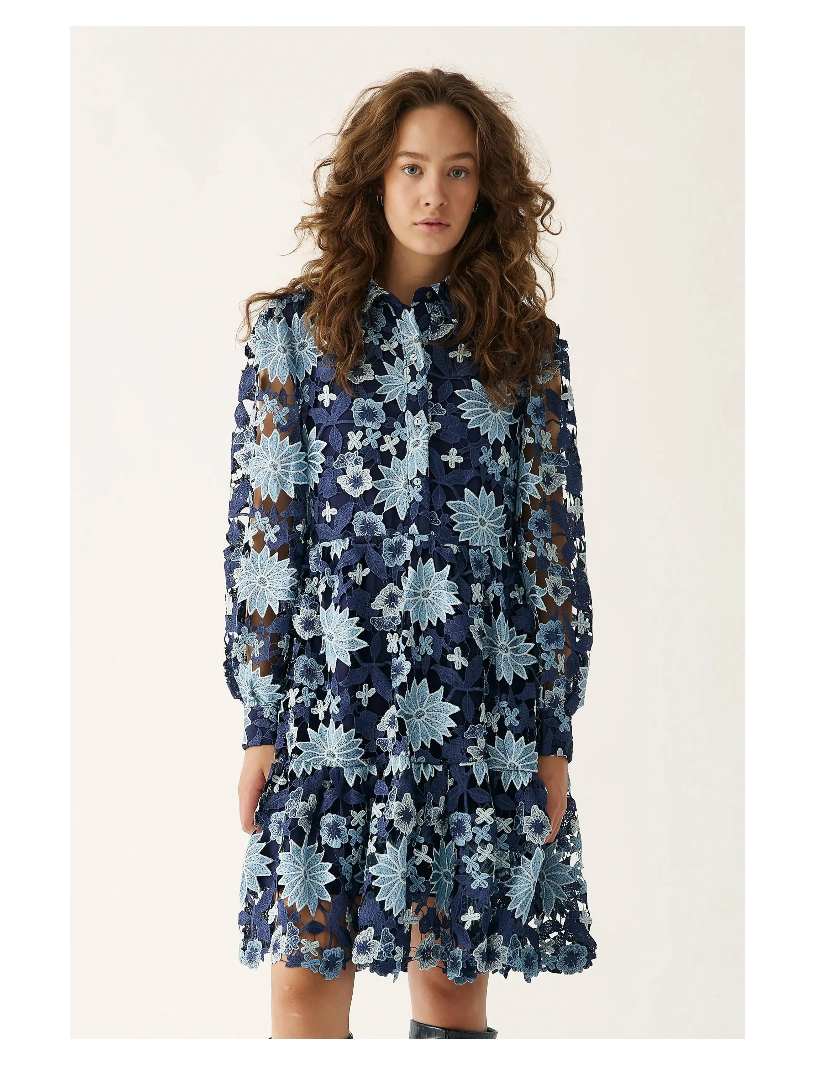 Noella Star LS Dress - Korte kjoler - DARK BLUE MIX / blue