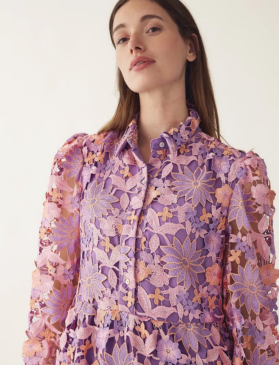 Noella - Star LS Dress - skjortekjoler - lilac mix - 3
