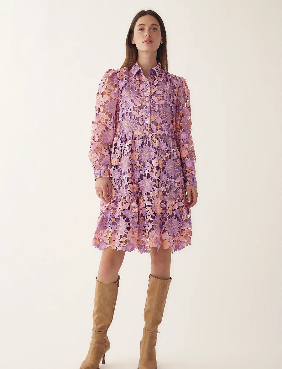 Noella - Star LS Dress - skjortekjoler - lilac mix - 4