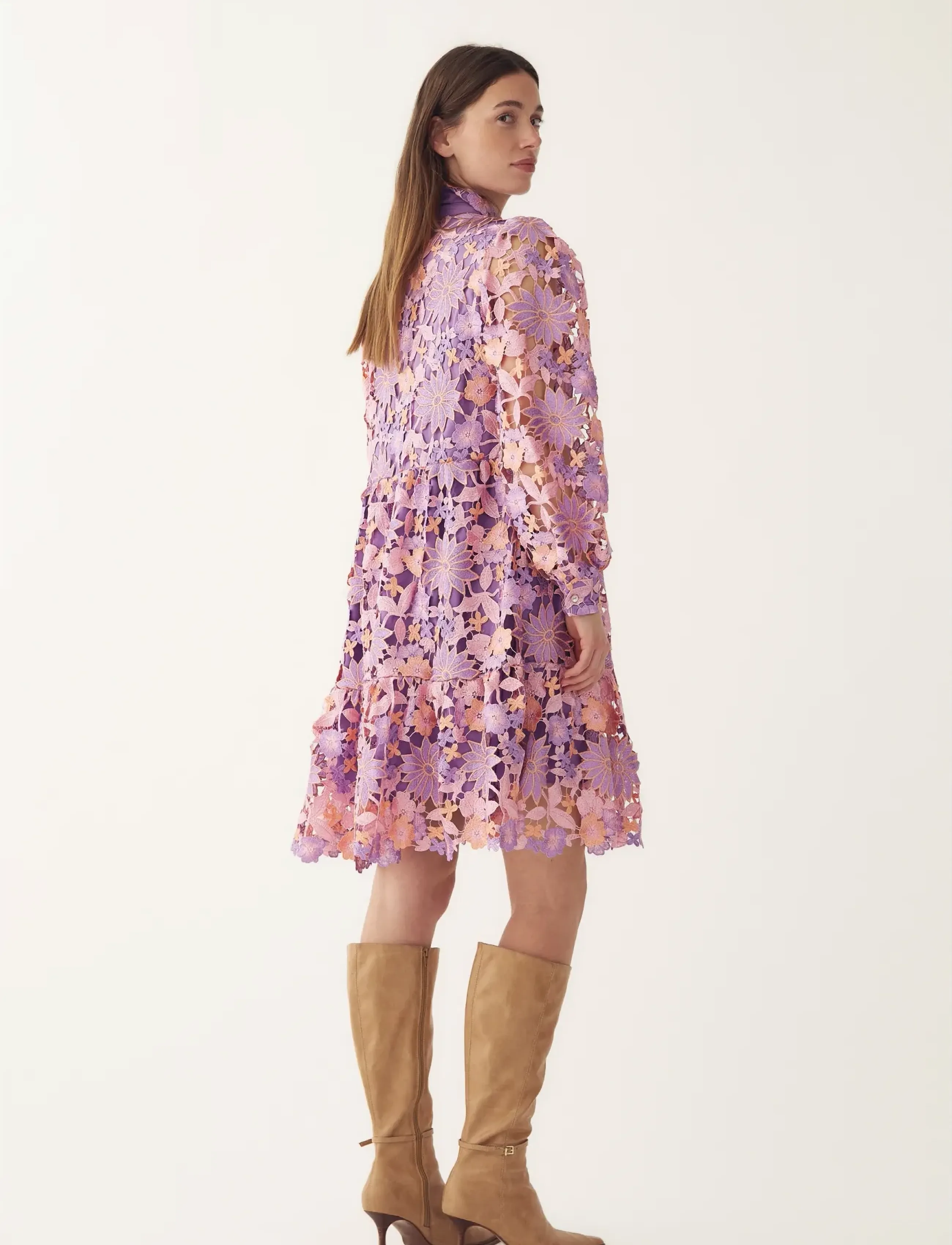 Noella - Star LS Dress - shirt dresses - lilac mix - 5