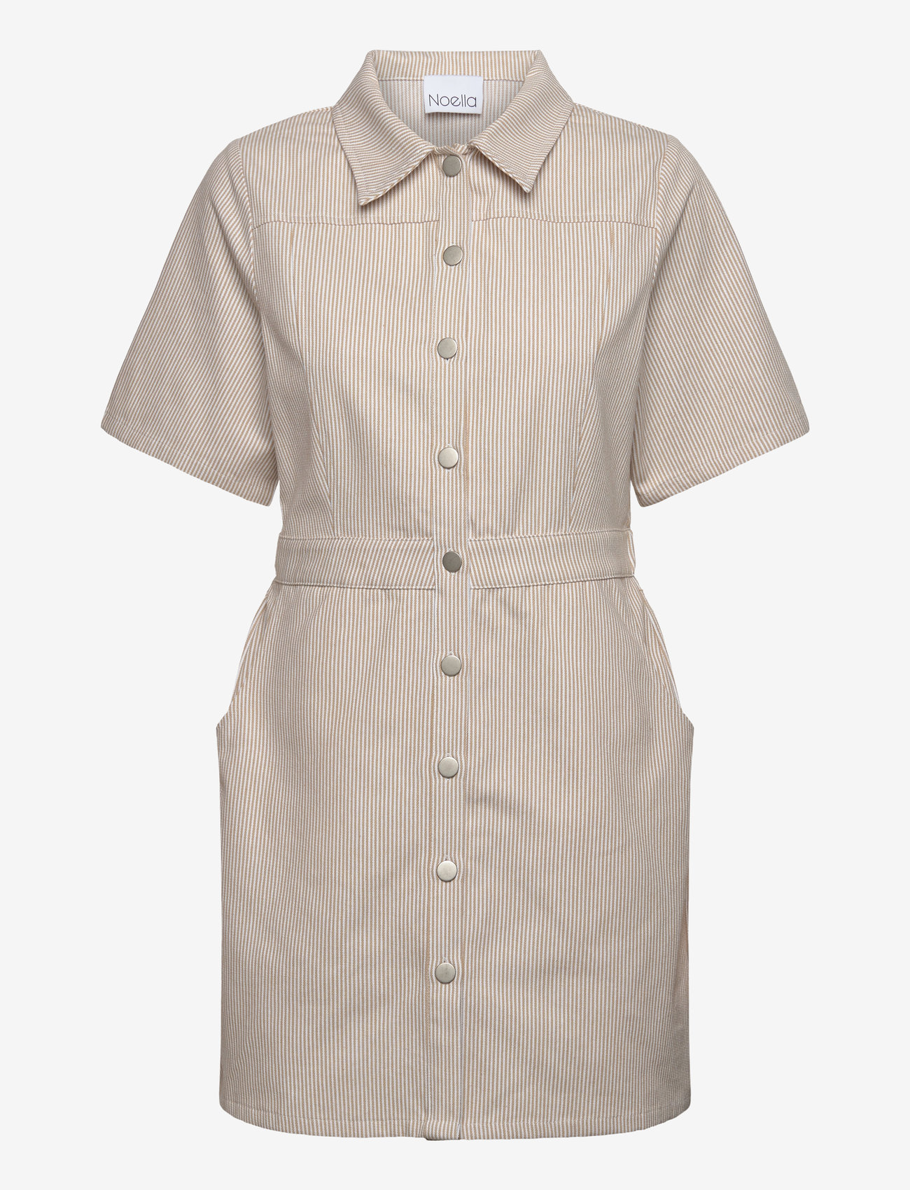 Noella - Benita Dress - särkkleidid - beige/white - 0