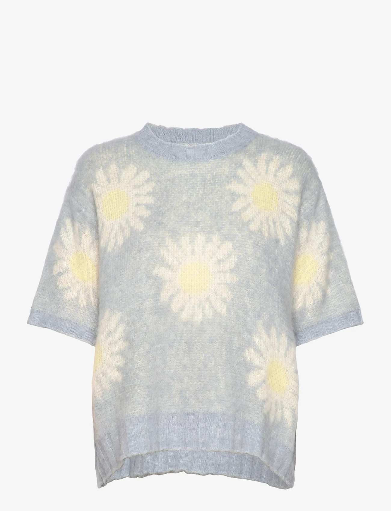 Noella - Raya Knit Sweater - džemperiai - light blue/offwhite flower - 0