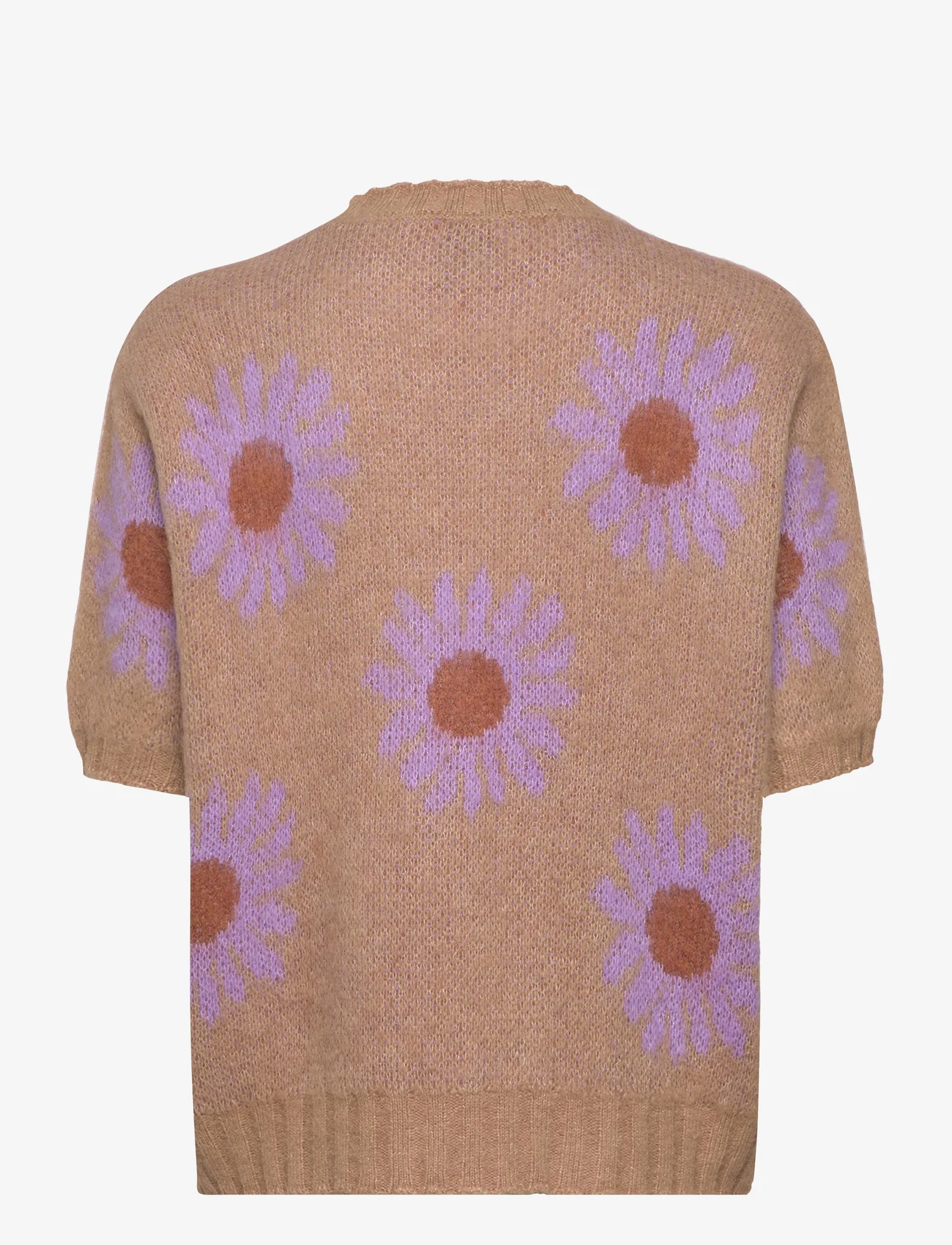 Noella - Raya Knit Sweater - strikkegensere - sand/lavender flower - 1