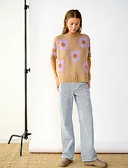 Noella - Raya Knit Sweater - jumpers - sand/lavender flower - 3