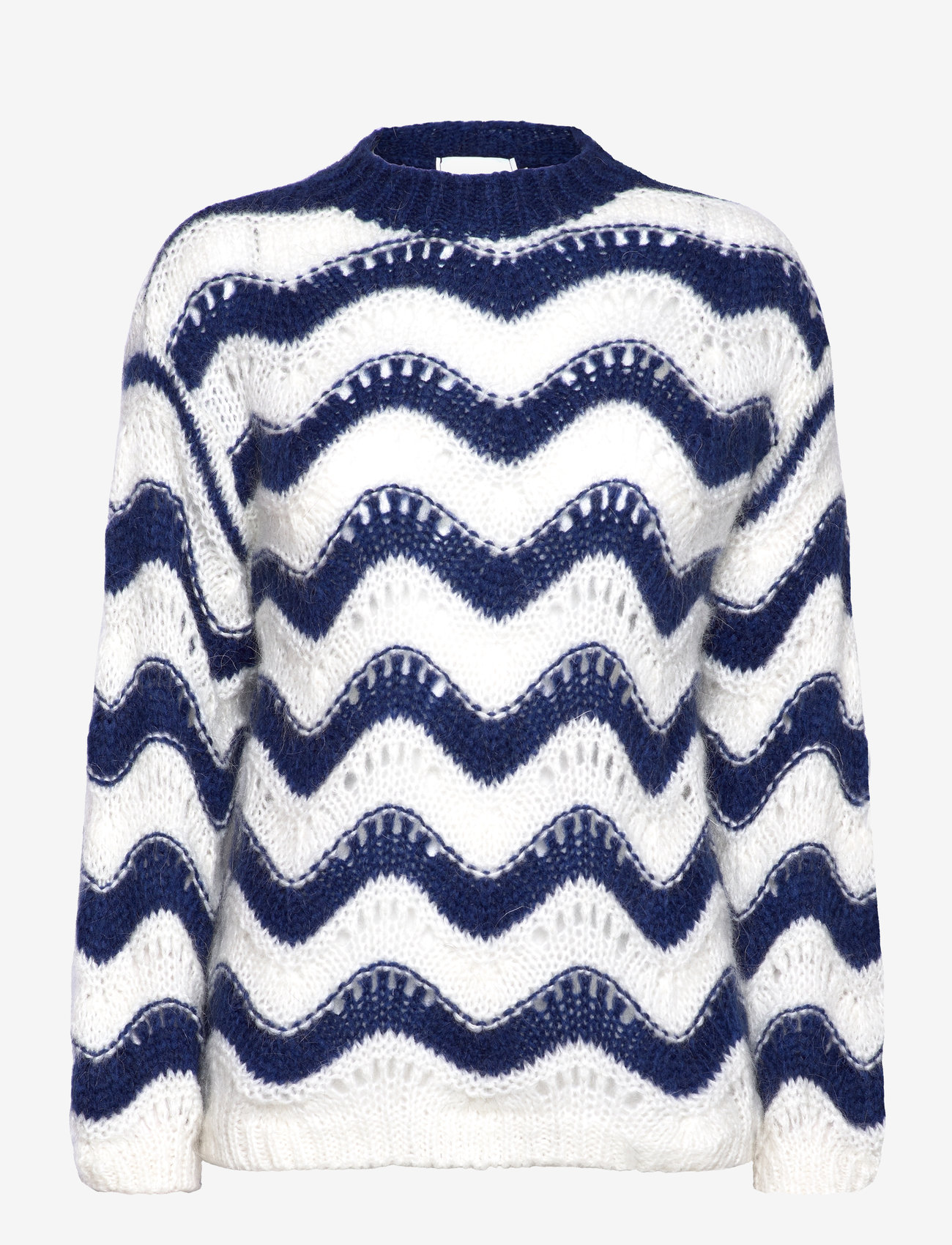 Noella - Panama Knit Jumper - efterårstøj - cream/navy mix - 1