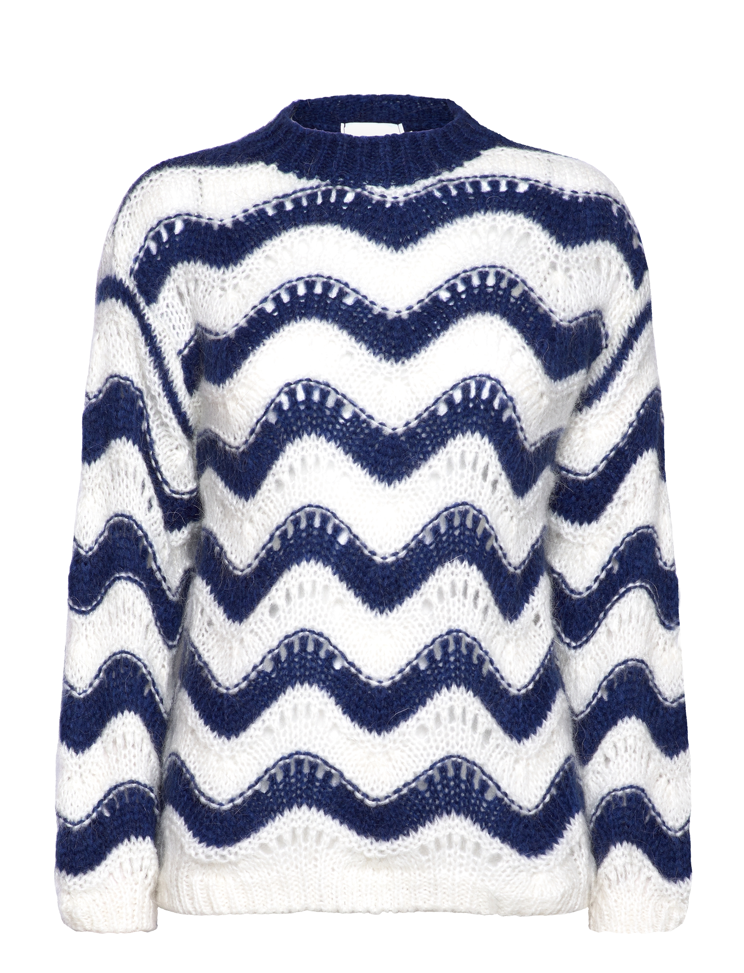 Noella Panama Knit Jumper - Strickmode - CREAM/NAVY MIX / navy