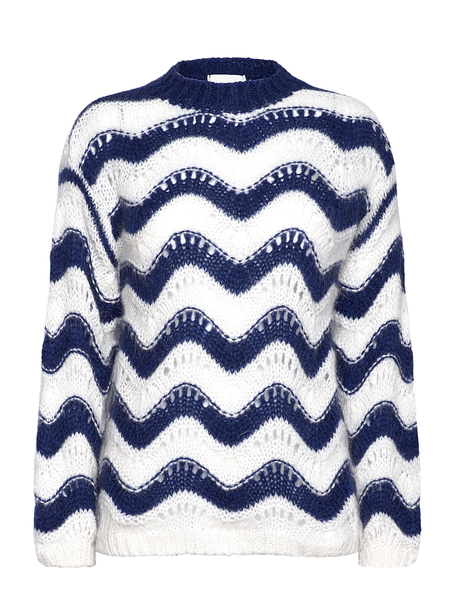 Noella - Panama Knit Jumper - stickade tröjor - cream/navy mix - 1