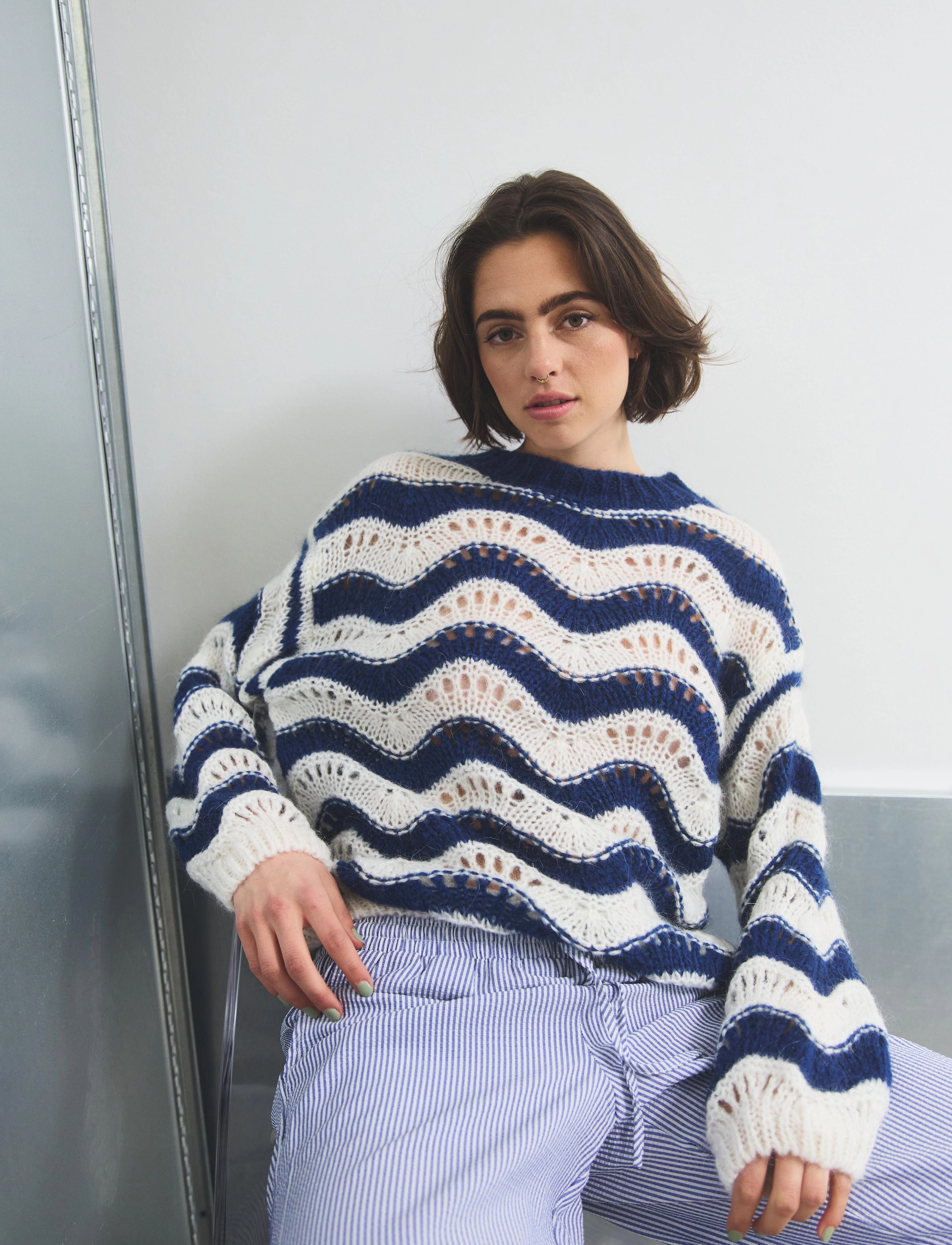 Noella Panama Knit Jumper, XS/S, Knitwear, Marineblau - Jumpers, Frauen