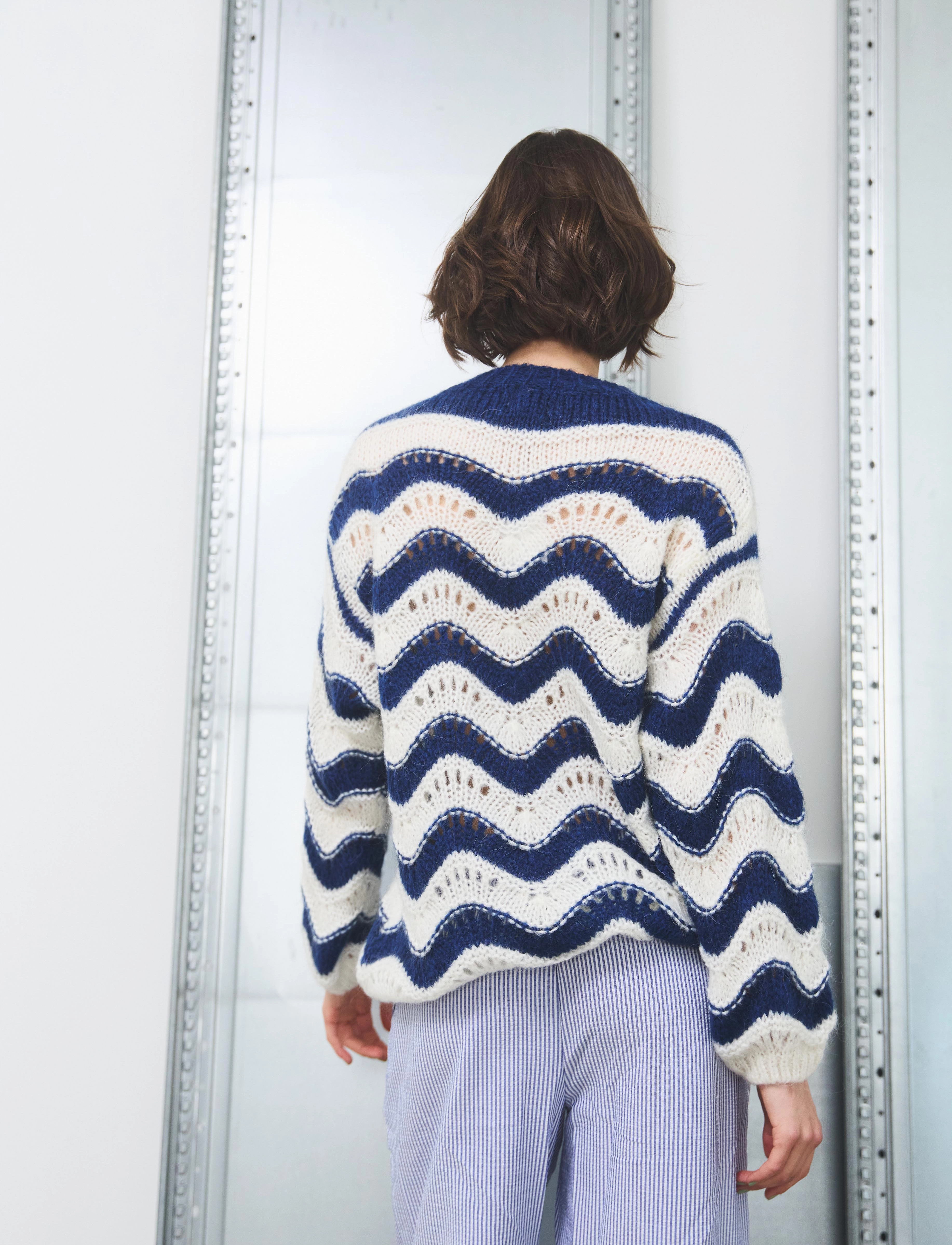 Noella - Panama Knit Jumper - swetry - cream/navy mix - 3