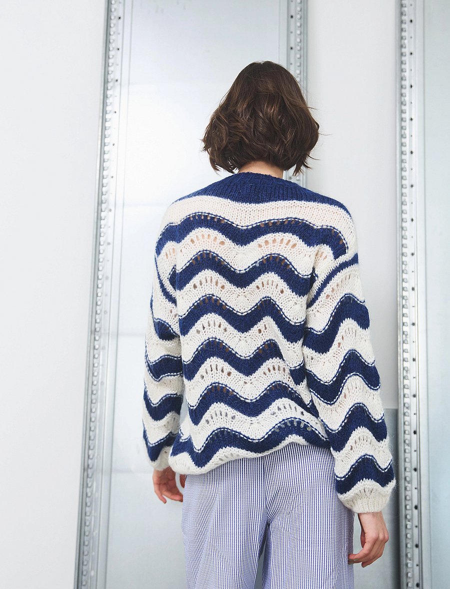 Noella - Panama Knit Jumper - stickade tröjor - cream/navy mix - 3