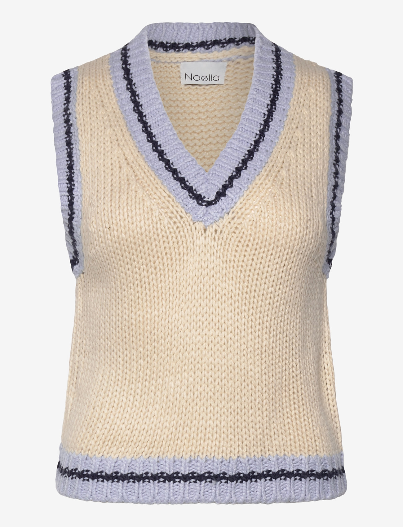 Noella - Kayanna Knit Vest - kamizelki z dzianiny - blue combo - 0