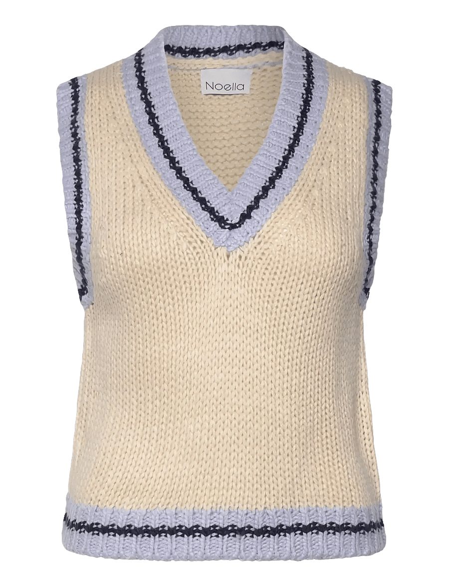 Noella - Kayanna Knit Vest - kamizelki z dzianiny - blue combo - 0