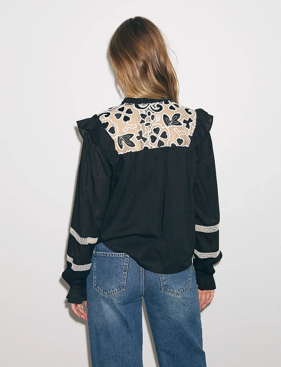 Noella - Salba Blouse - pikkade varrukatega pluusid - black - 3