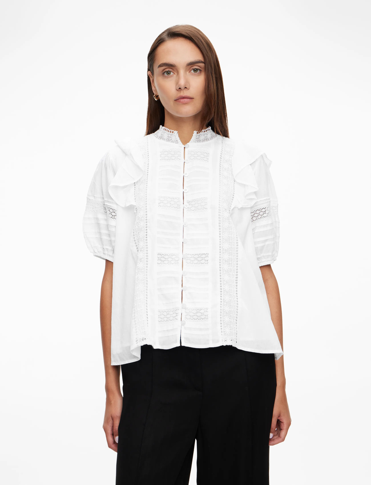 Noella - Keshondra Blouse - lühikeste varrukatega pluusid - white - 0