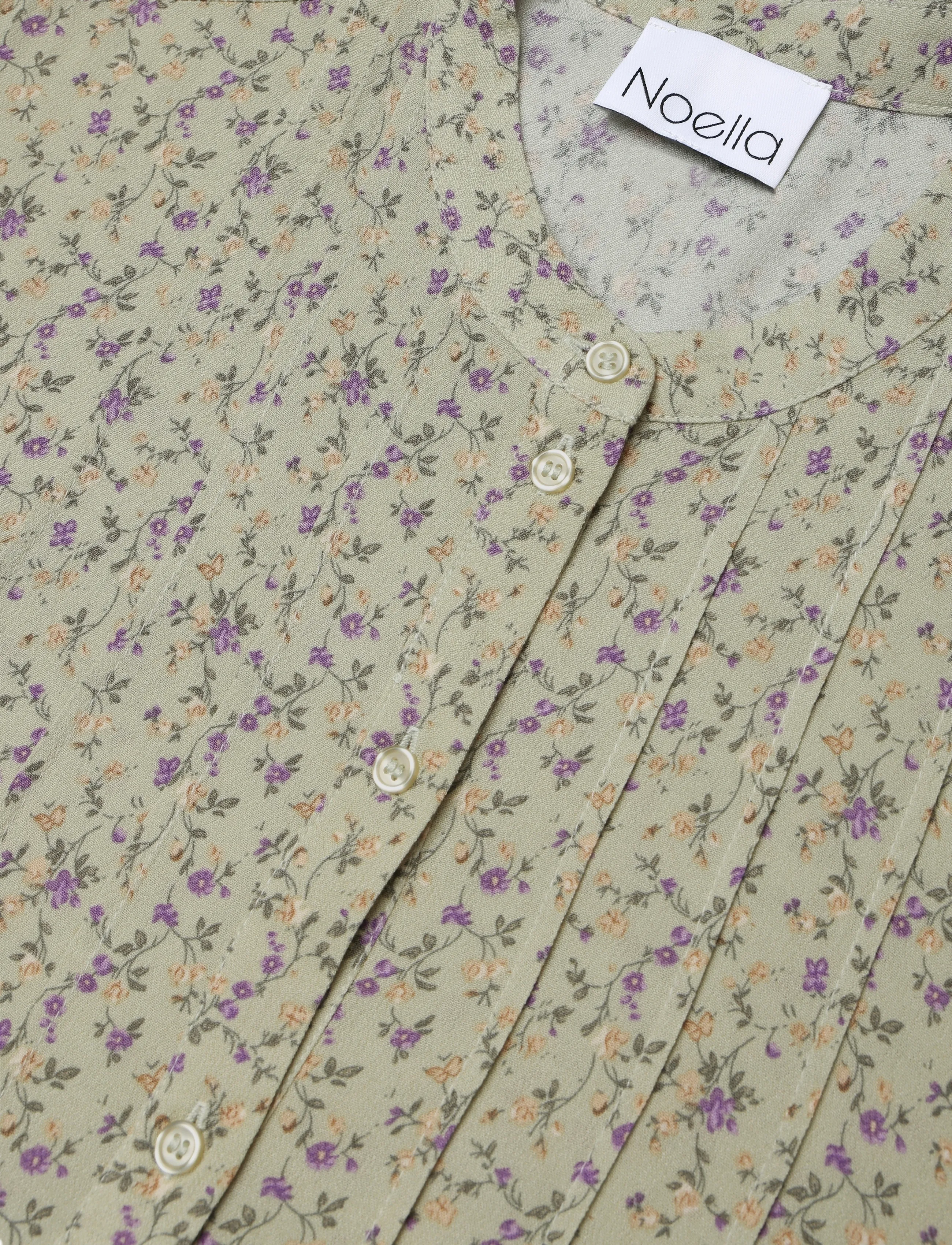 Noella - Imogene Dress - skjortklänningar - terrena green print - 2