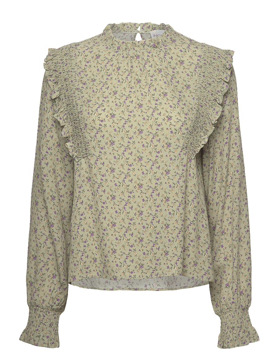 Noella - Ruth Blouse - long sleeved blouses - terrena green print - 0