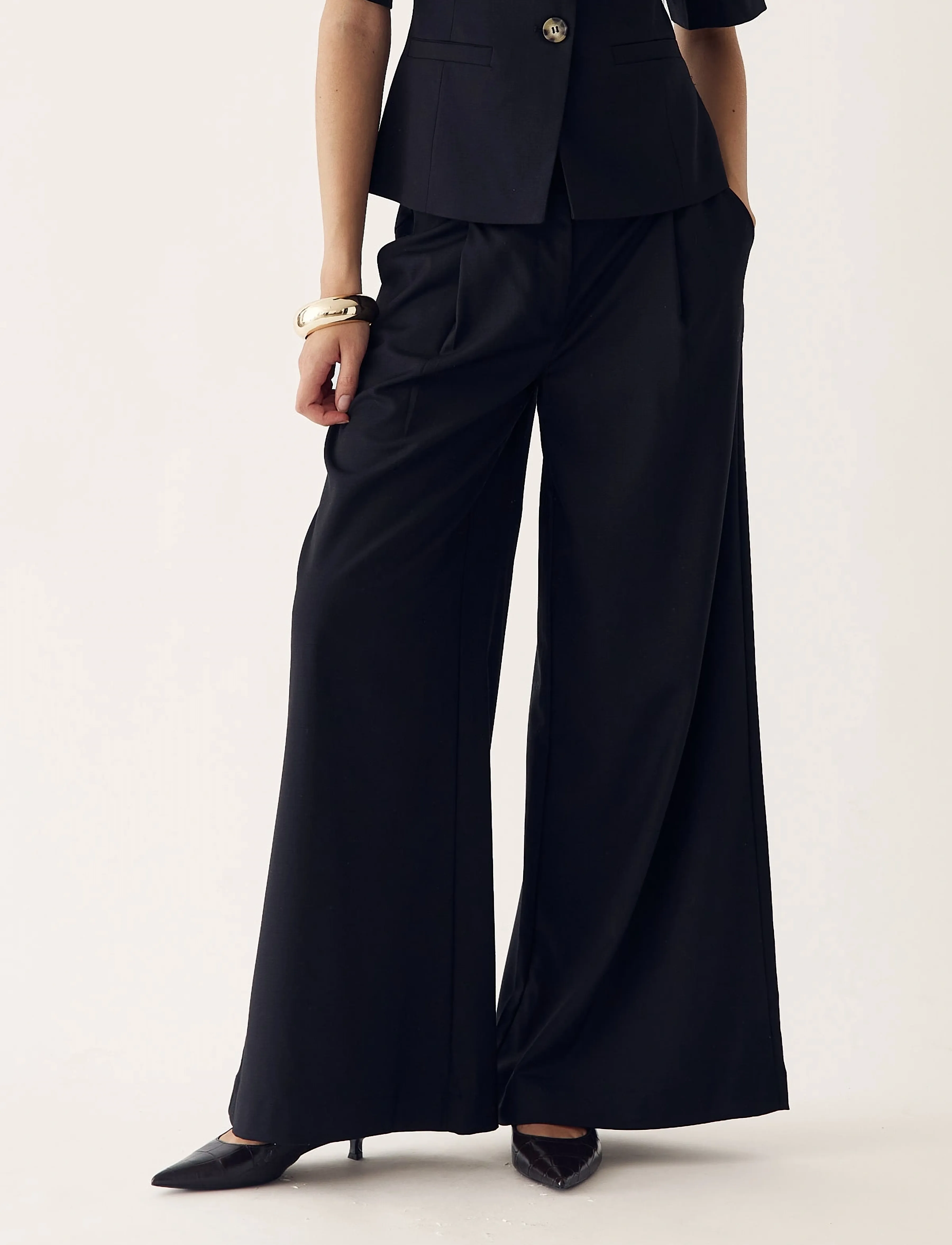 Noella Kazia Pants, Kvinder, Plisserede Culottes, Sort, Str: XL