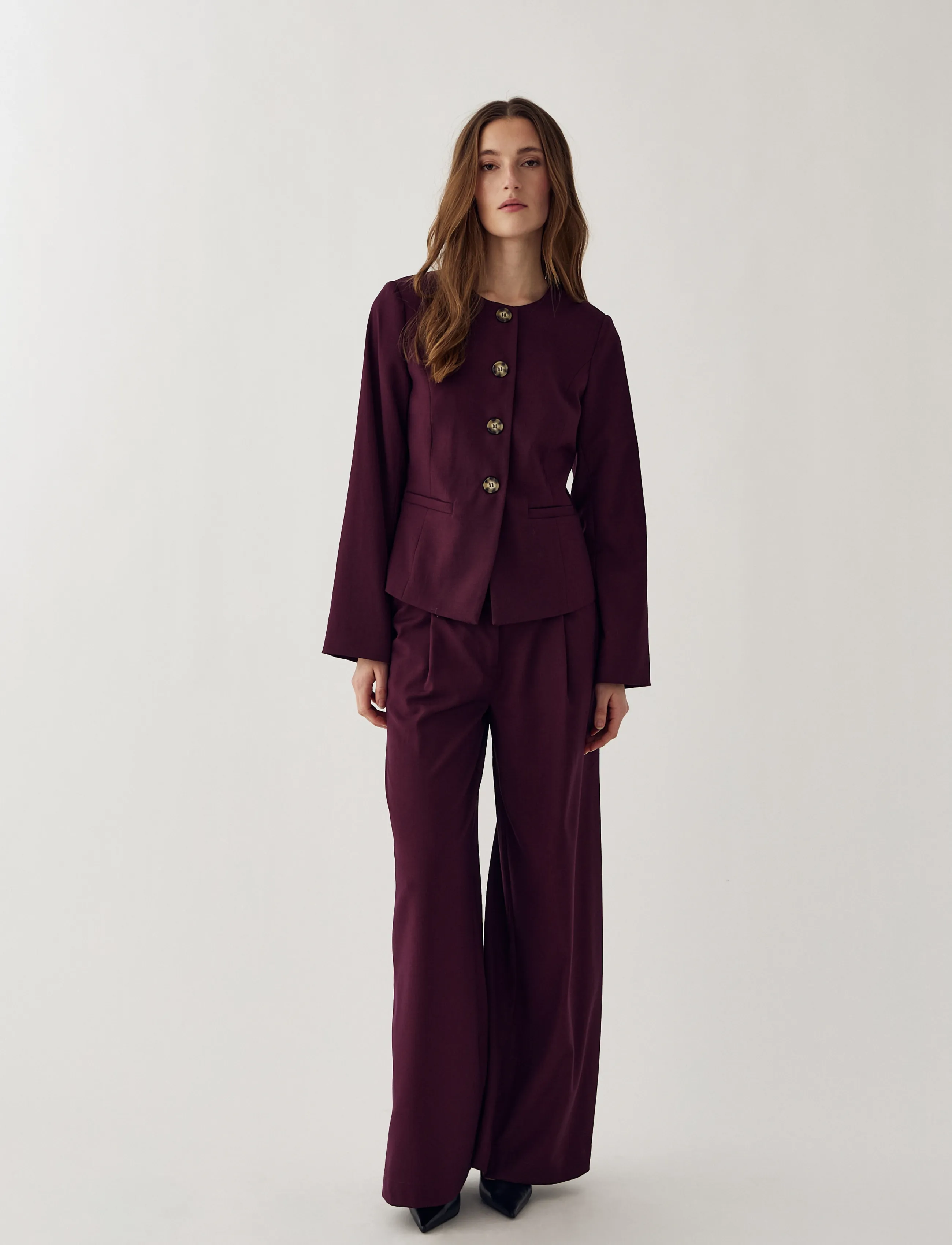 Noella Kazia Pants - Bukser med brede ben - WINETASTING / burgundy