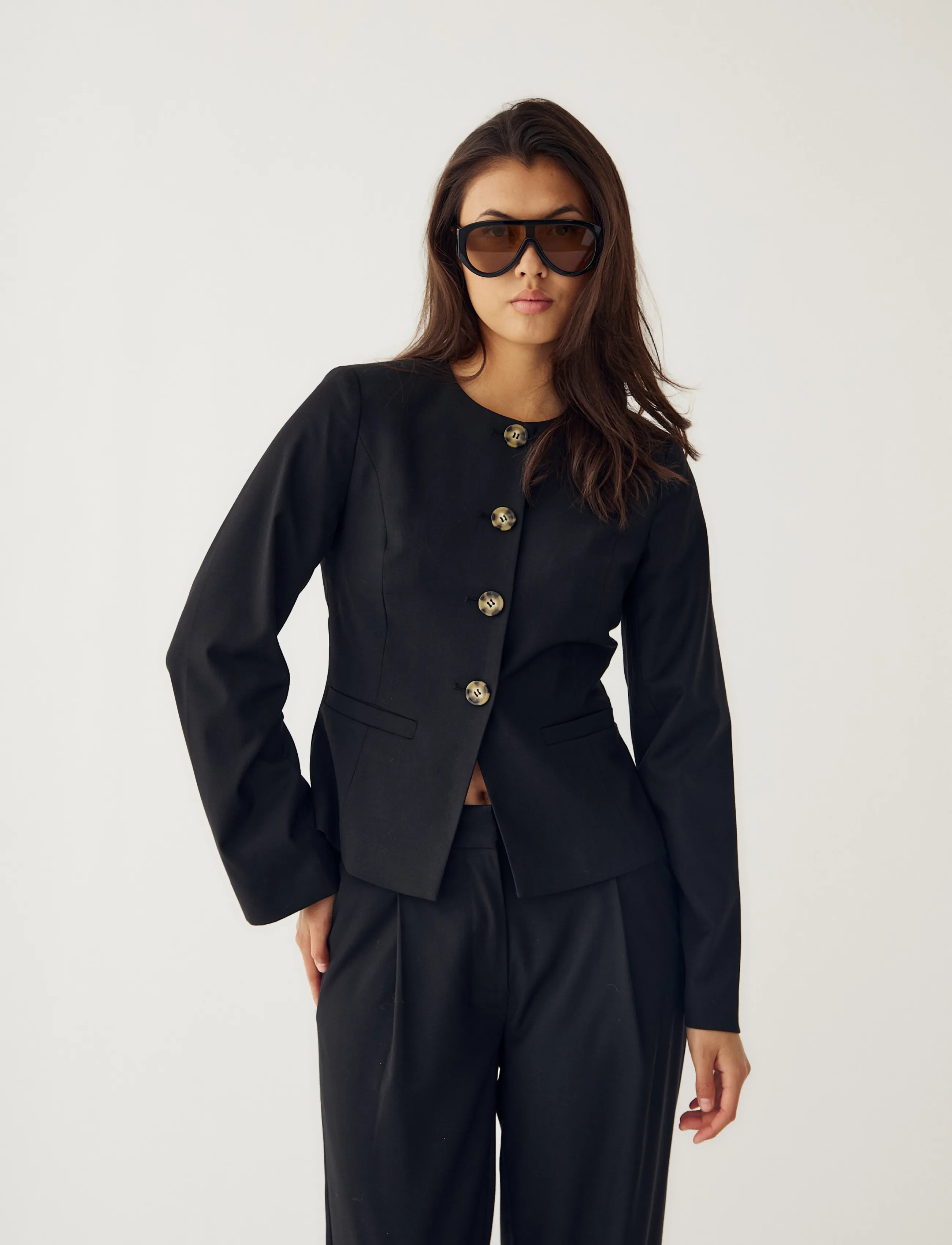 Noella N-Kasaundra Ls Blazer, XXL, Black, Blazere > Enkeltradede Blazere, Dame