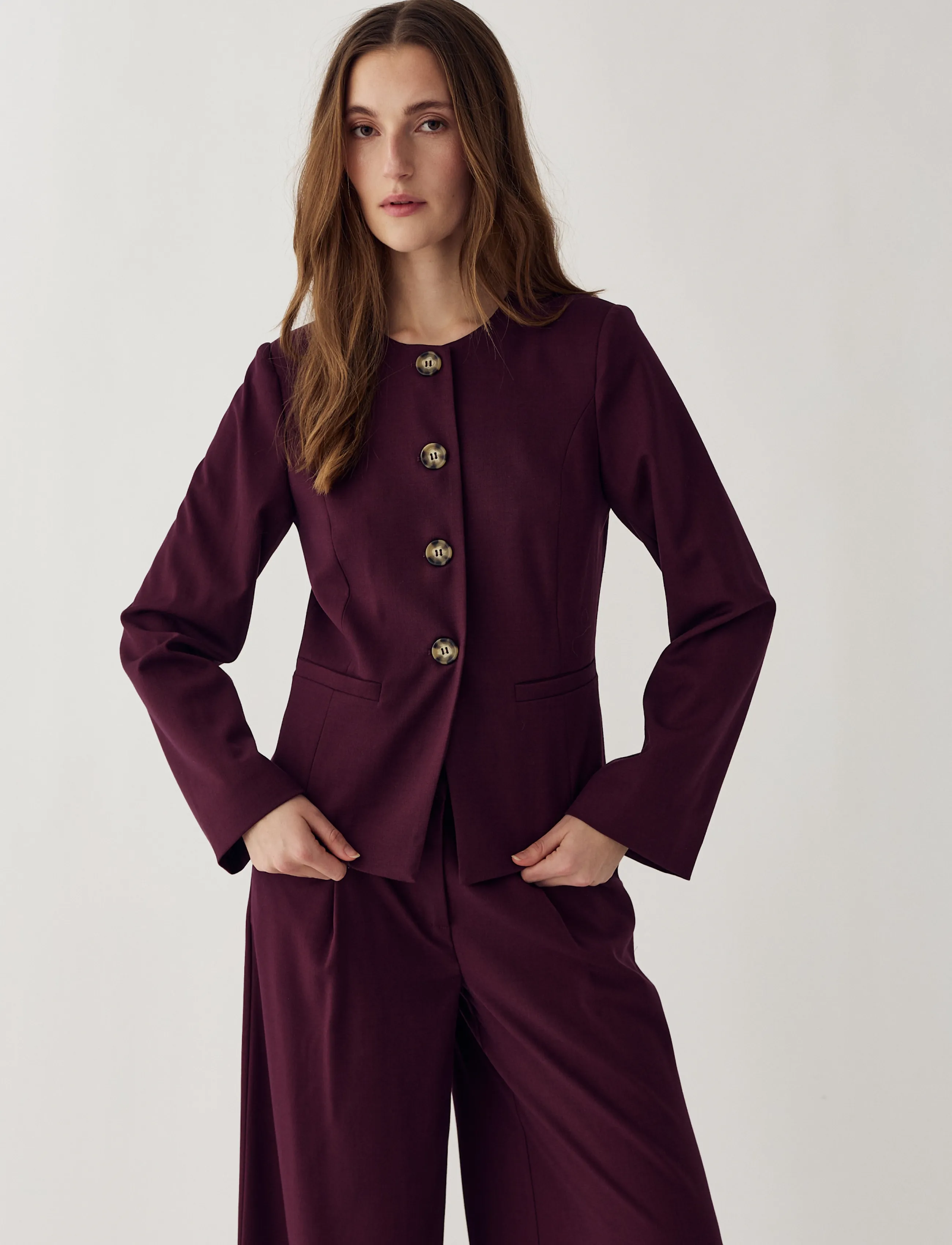 Noella N-Kasaundra Ls Blazer, XXL, Burgundy, Blazere > Enkeltradede Blazere, Dame