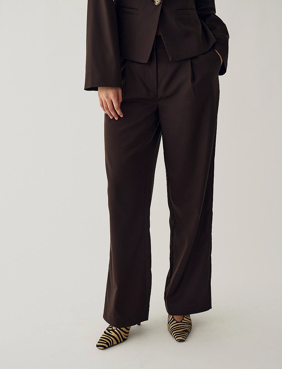 Noella - N-Kazia S Pants - kostymbyxor - chocolate - 0