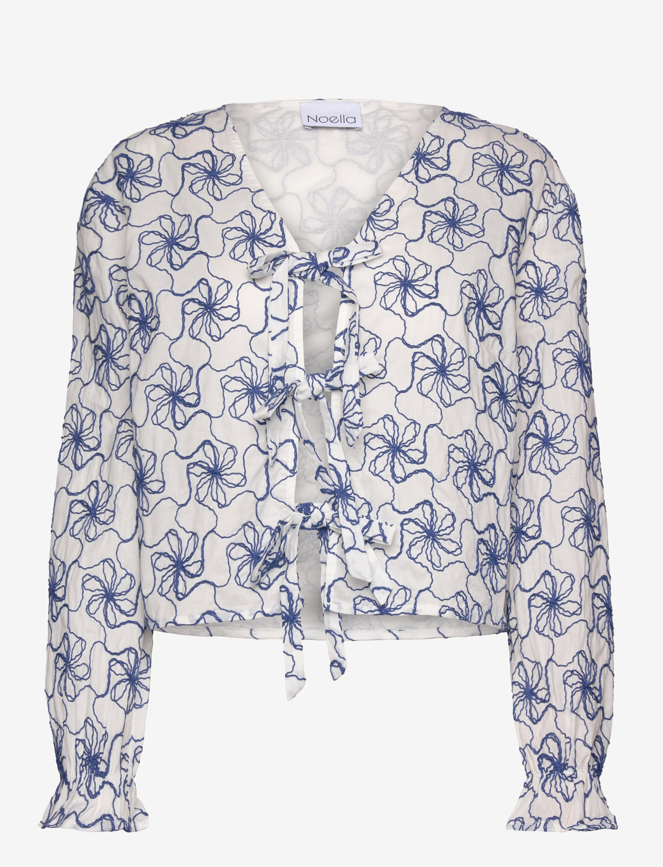 Noella - Krisina Blouse - langärmlige blusen - white blue combo - 1