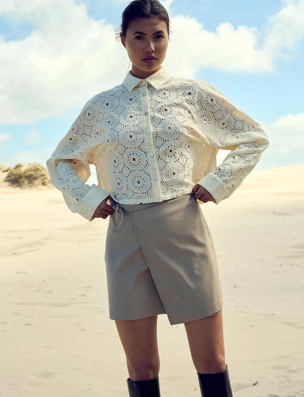 Noella - Julie Shirt - langärmlige hemden - ivory - 0