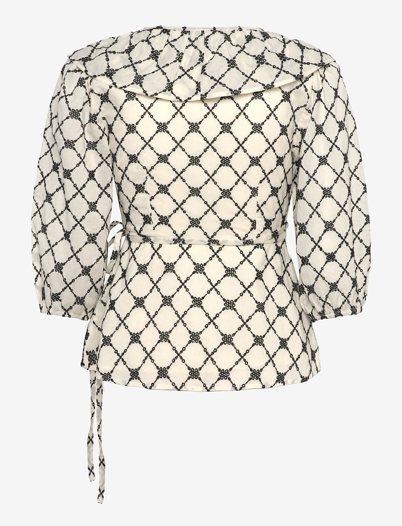 Noella - Kolina Blouse - short-sleeved blouses - ivory black combo - 1