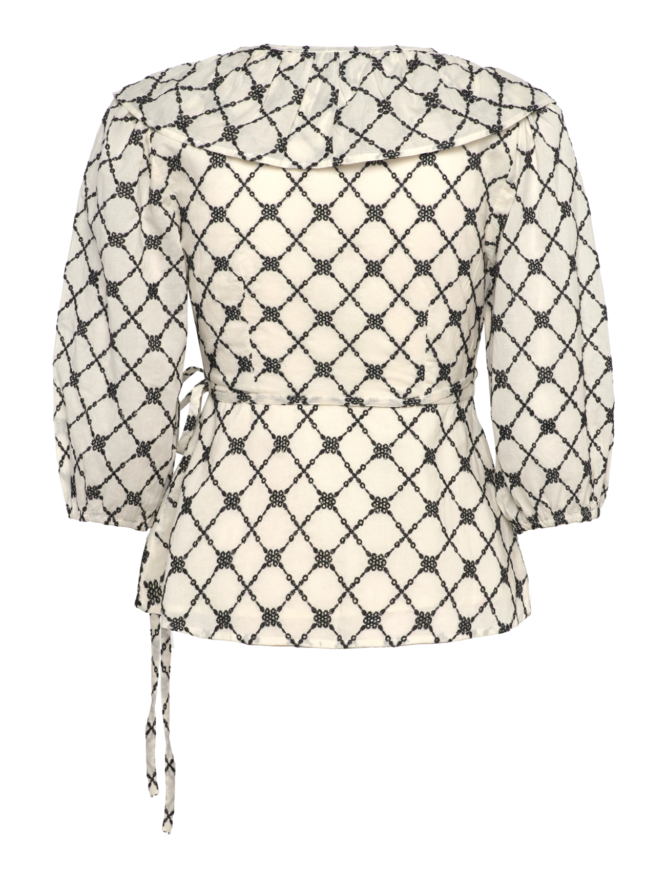 Noella - Kolina Blouse - kortærmede bluser - ivory black combo - 1