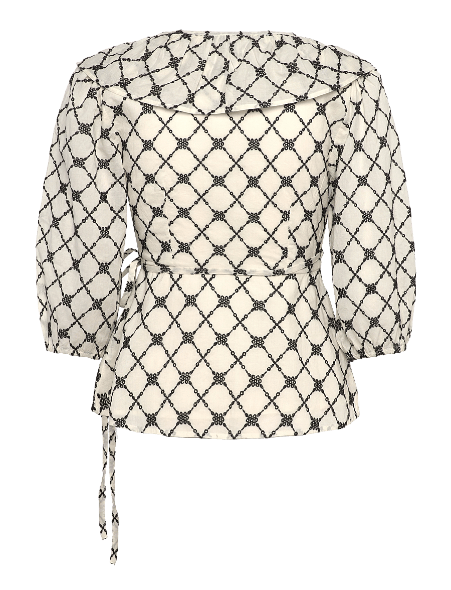 Noella - Kolina Blouse - kurzärmelige blusen - ivory black combo - 1