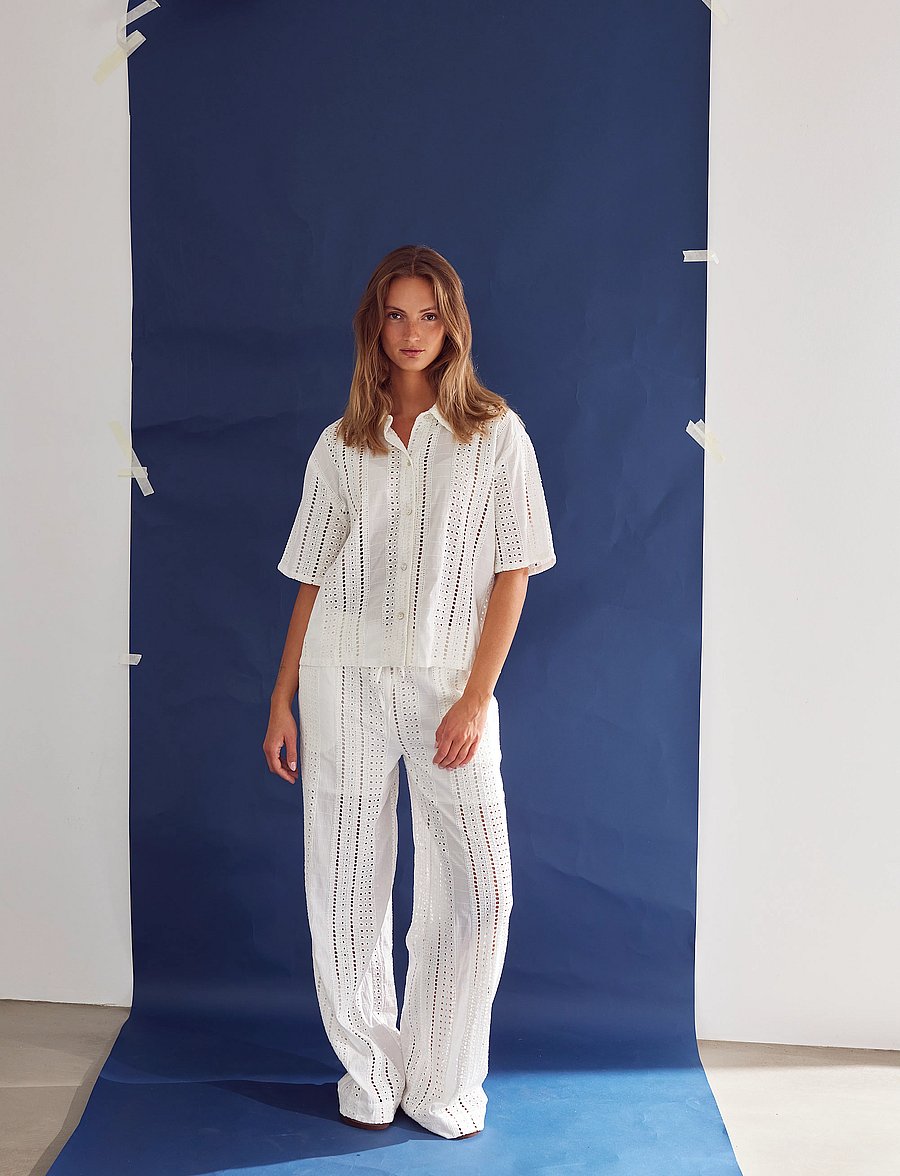 Noella - Kimona Pants - hosen mit weitem bein - white - 0