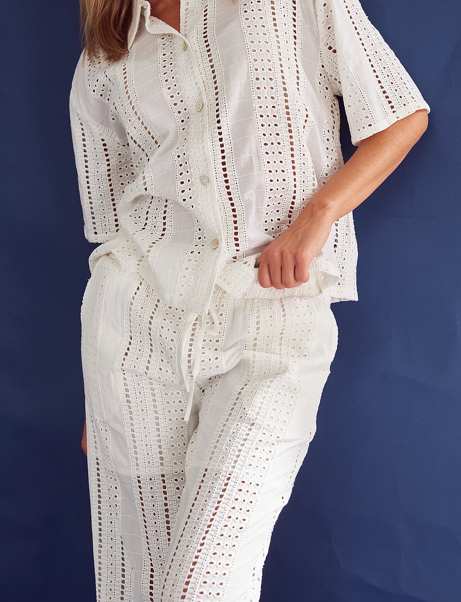Noella - Kimona Pants - hosen mit weitem bein - white - 4