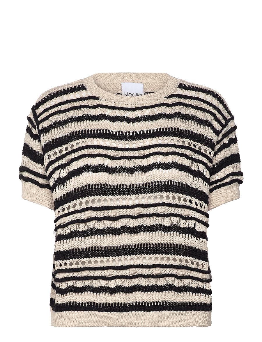 Noella - Kirstine Knit - kampsunid - black beige stripe - 0